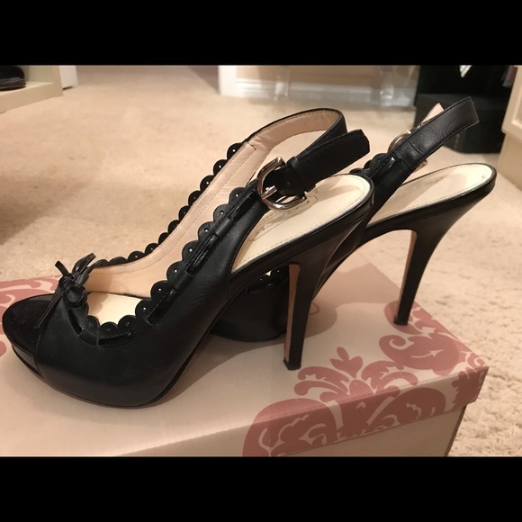 Coach Platform Black Sling Back Peep Toe Heels - Picture 3 of 5